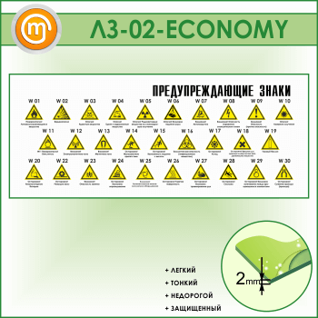 Стенд «Предупреждающие знаки» (LZ-02-ECONOMY)
